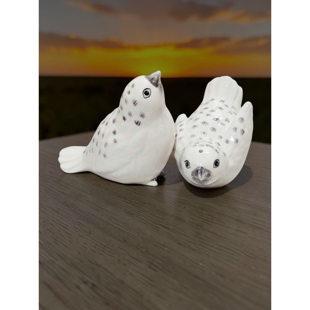 Set of Edie Rose by Rachel Bilson Hydrangea white Bird Salt and Pepper Shakers